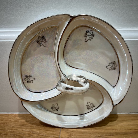 Vintage Prov Saxe Hand painted porcelain divided plate or candy dish Germany - Picture 8 of 13